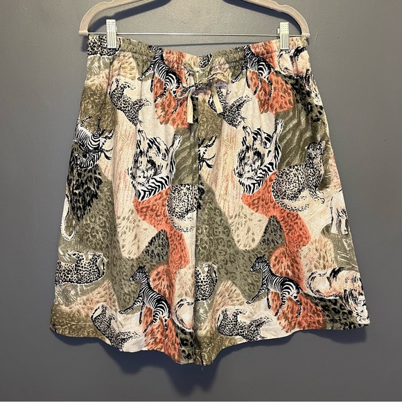 90s Vintage Erin London animal adventure shorts zebra lion cheetah print XL - Picture 3 of 10